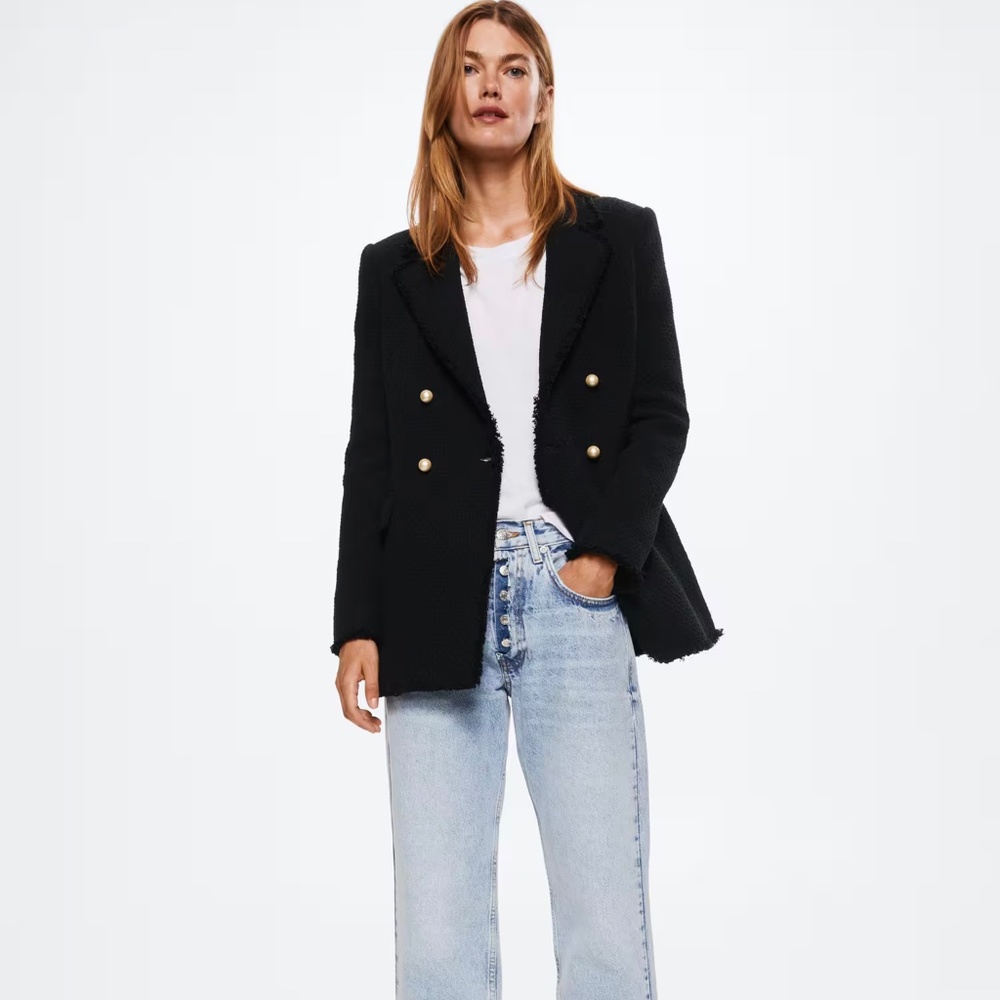 Mango tweed double-breasted blazer